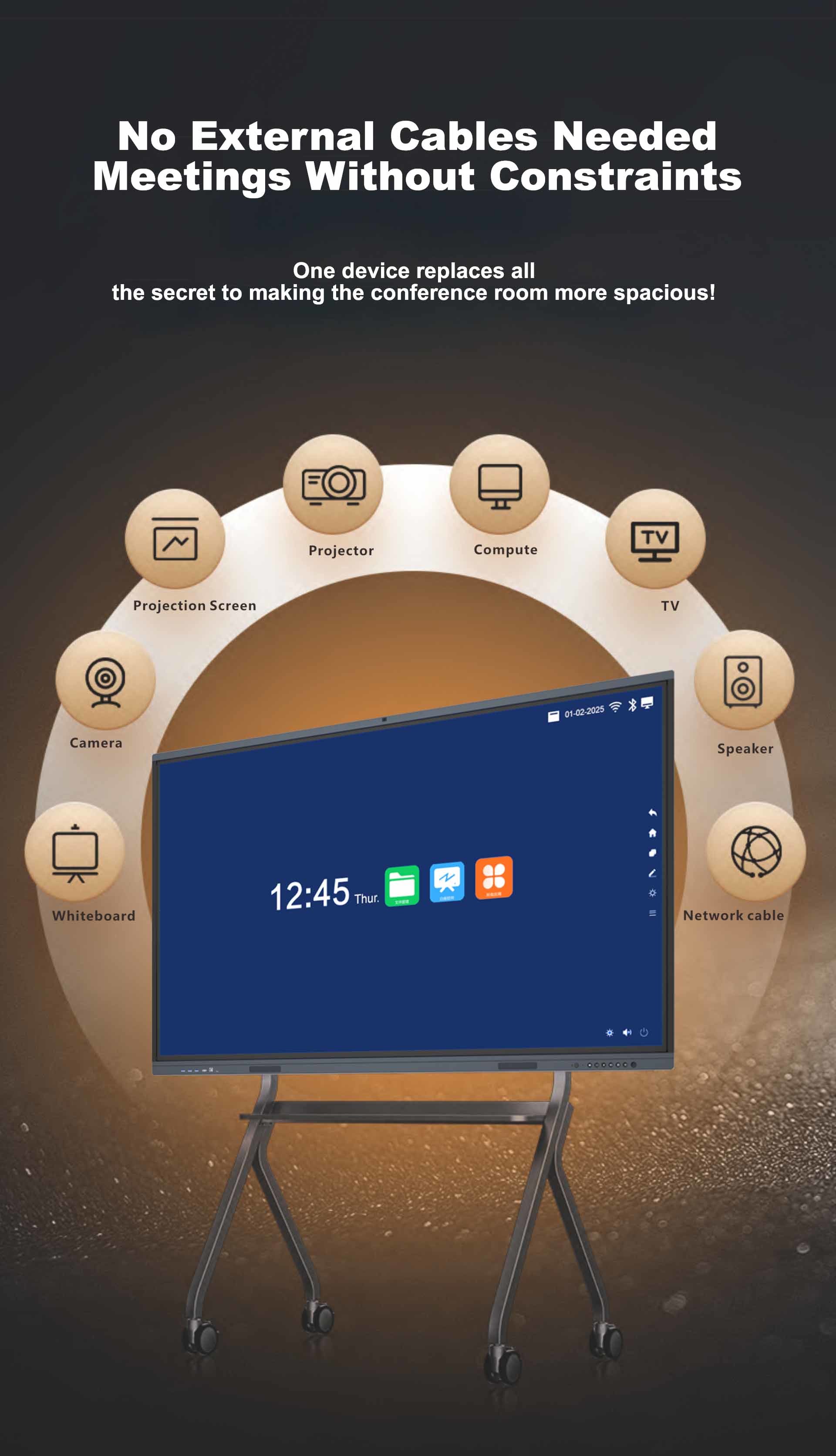 65 Inch A type Pen Finger Touch LCD AI Smart Interactive Board Anti ...