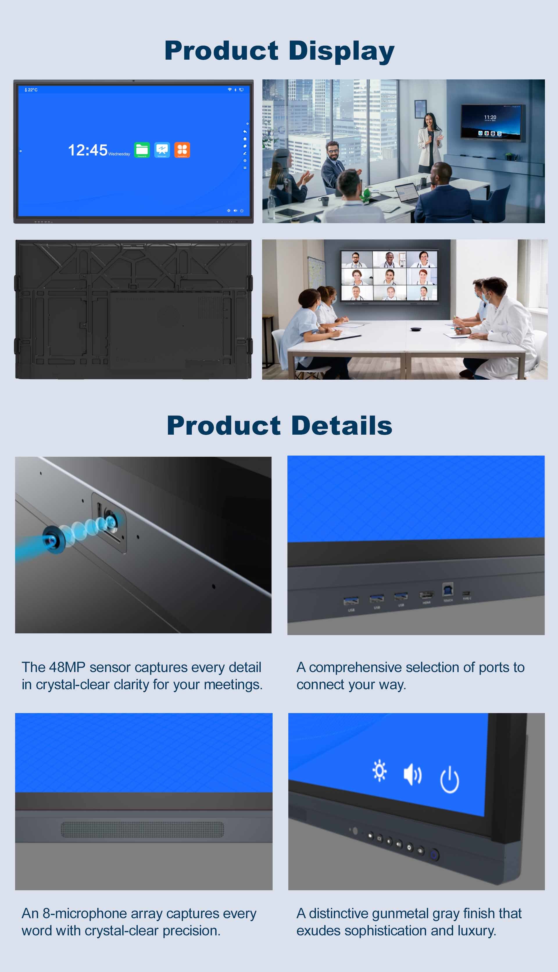 55/65/75/86/98/110 Inch 4K anti-glare display Smart Interactive White ...
