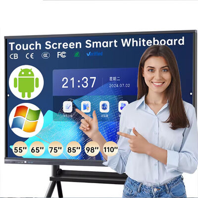 Buy Tempered Glass Anti-vandalism 40 Touch Points 86 Inch AI Education Board for Classroom Teaching online manufacture