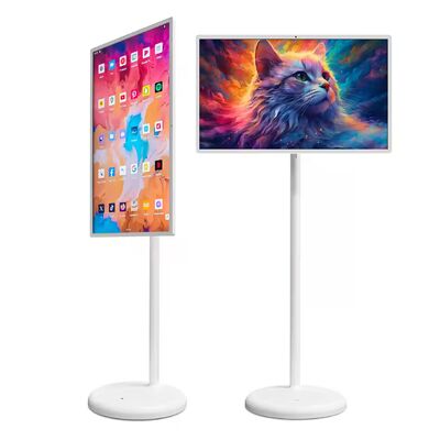 Buy 27 Inch Portable Touch Screen TV Android 13 Powered with Rolling Cart for Workouts and Media online manufacture