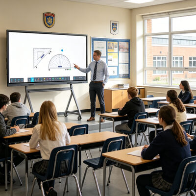 comprar Junta de educación de inteligencia artificial de 65 pulgadas pantalla interactiva para aulas medias con anotación en doble color 40 puntos táctiles y Google AI Fabricación en línea