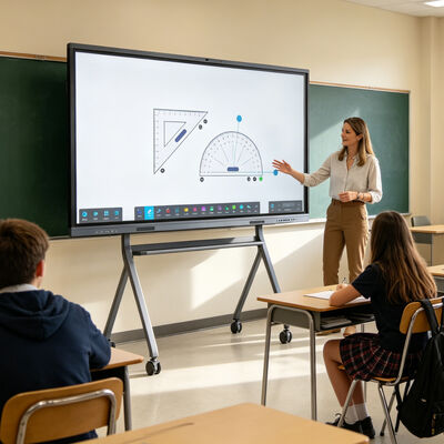 comprar Tabla de educación de inteligencia artificial de 75 pulgadas Tabla blanca interactiva grande para aulas grandes con anotación de doble color de 40 puntos táctiles y Google AI Fabricación en línea