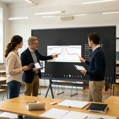Buy 86 Inch AI Education Board Premium Interactive Smart Board for Auditoriums with 40 Point Touch Dual Color Annotation Google AI and Low Blue Light online manufacture