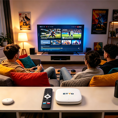 يشتري مشغل وسائط بث ذكي ETTO Android TV Box بدقة 4K UHD بدون اشتراك بذاكرة وصول عشوائي 4 جيجابايت وذاكرة قراءة فقط 64 جيجابايت تصنيع عبر الإنترنت